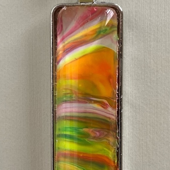 Hand Crafted Orange and Yellow Fluid Art Pendant Cord Necklace by Svetlana Yeung - Picture 5 of 12